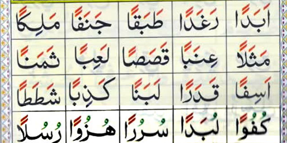 Words of Tanween fatha for Arabic tanween rules for beginners
