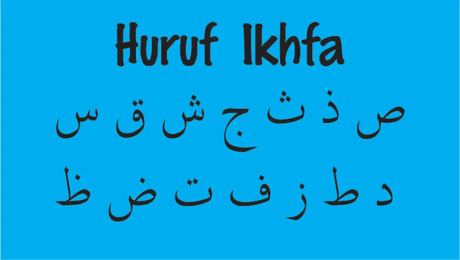 Ikhfa Letters in Tajweed
